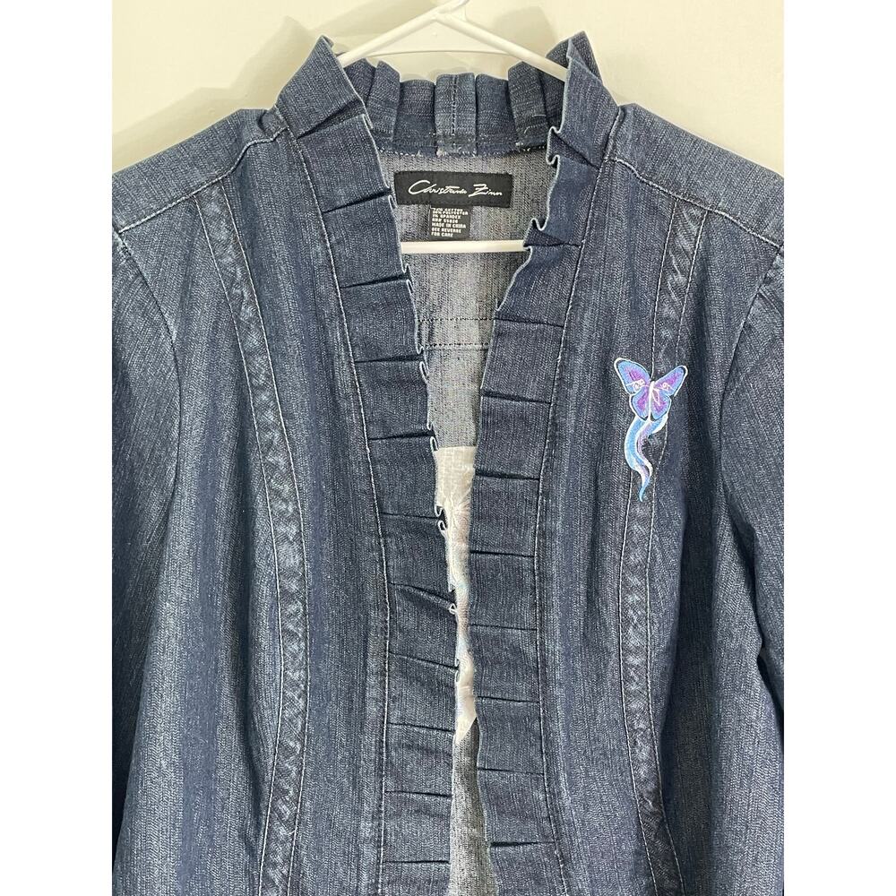 Vintage Christiana Zinn Denim Jacket 1X Embroidered Butterfly Fairygoth Y2K - Picture 4 of 5